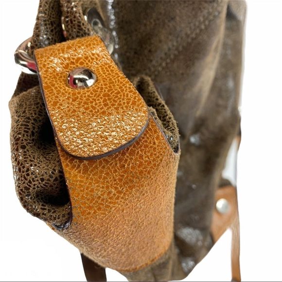 B.Makowsky brown metallic leather tote bag satchel - Picture 10 of 15